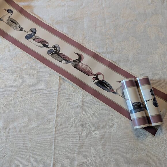 Other - VTG Duck Wallpaper Border 3 Rolls 15yd Mallard Red Cream Canada Dry Strippable